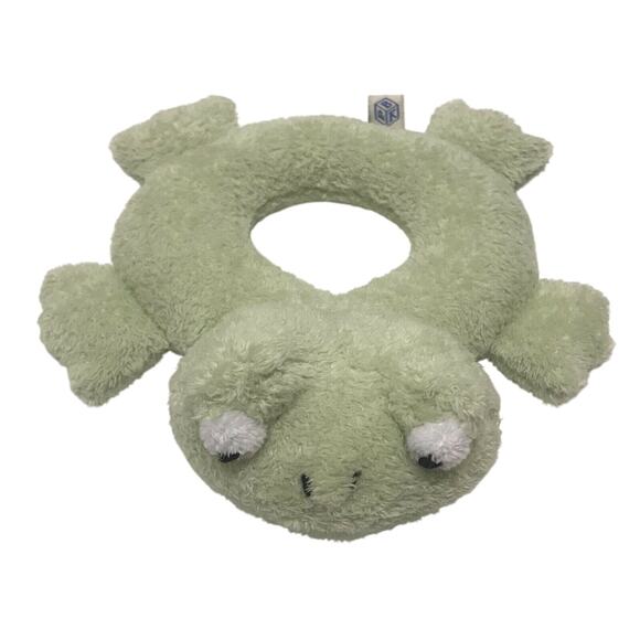 Pottery Barn Kid Green Frog Plush Baby TeethIng Ring Toy Stuffed Crinkle Sound - Picture 1 of 6